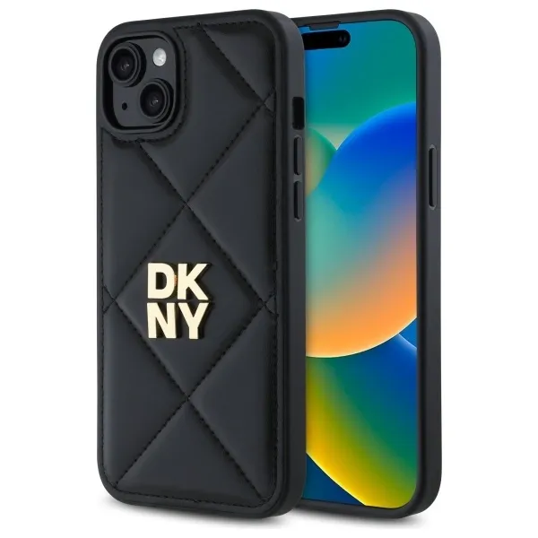 Etui DKNY Quilted Stack Logo na iPhone 15 Plus - czarne zdjęcie 1