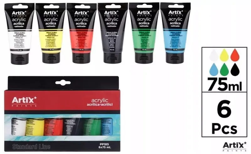 Farby akrylowe ArtiX 6 szt. x 75 ml zdjęcie 3