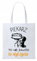 Dla Piekarza Prezent Torba Eco Biała Shopper Z Nadrukiem Ze Zdjęciem