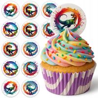 OPŁATEK na BABECZKI MUFFINKI zestaw na urodziny 12szt - DINO DINOZAURY