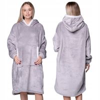 KOC BLUZA Oversize Jednolita Gruba KOCOBLUZA XXL JASNA SZARA Futrzak