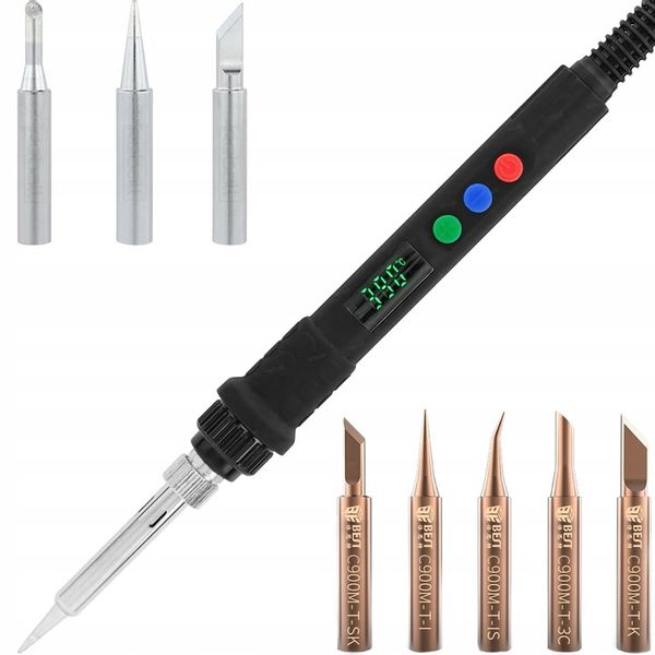 LUTOWNICA PRECYZYJNA KOLBOWA S801B 80W Z REGULACJĄ TEMPERATURY + 9 GROTÓW zdjęcie 1