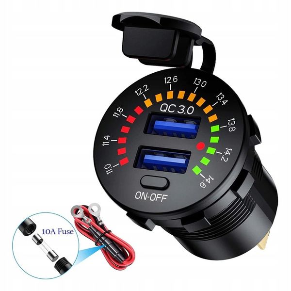 WOLTOMIERZ SAMOCHODOWY ŁADOWARKA USB QUICK CHARGE 3.0 USB USB-C 5V 3A zdjęcie 5