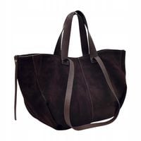 Czekoladowa zamszowa włoska torebka shopper ZAMSZ NATURALNY Vera Pelle