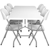 Zestaw cateringowy FETA WHITE stół + 6 krzeseł WHITE