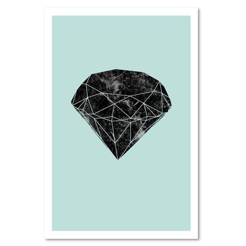 Deco Panel, Czarny diament na niebieskim tle 40x60 na Arena.pl