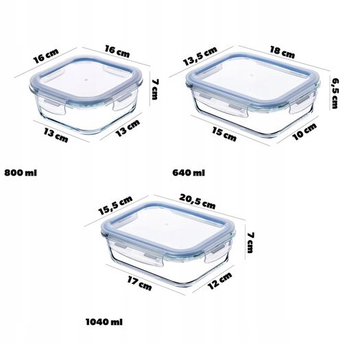 6x SZKLANE POJEMNIKI NA ŻYWNOŚĆ POJEMNIK LUNCHBOX DO LODÓWKI MIKROFALI na Arena.pl