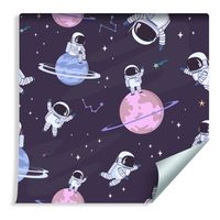 Tapeta Dla Dzieci - Kosmonauci Wśród Gwiazd i Planet