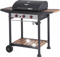 GRILL GAZOWY OGRODOWY 9KW 3 PALNIKI Z POKRYWĄ PÓŁKI CZARNY YATO