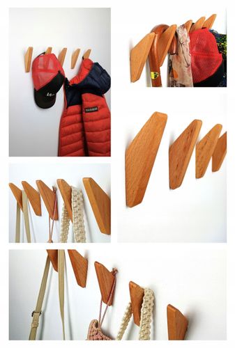 Wieszak z Drewna Litego Bukowego Własnej Roboty na Ścianę Korytarz Wiszący na Arena.pl