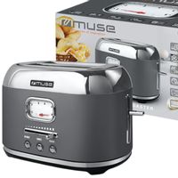 MOCNY TOSTER 1000W RETRO NA 2 KROMKI ROZMRAŻANIE GRAFITOWY MUSE MS-120DG