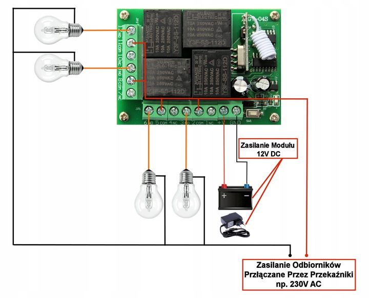Przekaźnik 12V 433MHz 4 Kanały Przełącznik Pilot zdjęcie 5