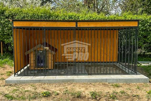 Kojec dla Psów 4x2m Wiatrołap - ściany zabudowane drewnem GP405 na Arena.pl