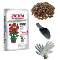 Mieszanka do sadzenia Ziemia 20 + Keramzyt 10l, Rękawiczki, łopatka