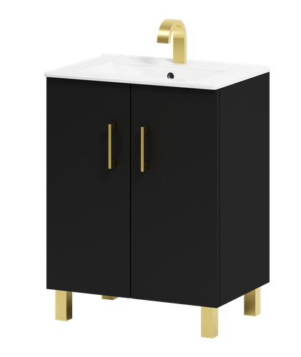 Szafka łazienkowa VIKI 50 z umywalką czarna na Arena.pl