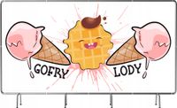 BANER REKLAMOWY na siatce mesh 100x50 cm gotowy projekt GOFRY LODY REKLAMA