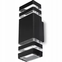 KINKIET ELEWACYJNY GÓRA DÓŁ LAMPA OGRODOWA 2XGU10 IP54 ALUMINIUM CZARNY
