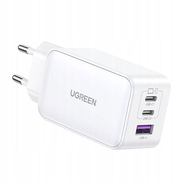 UGREEN ŁADOWARKA SIECIOWA ZASILACZ KOSTKA 2X USB-C, USB-A 3.0 PD QC GAN 65W zdjęcie 3