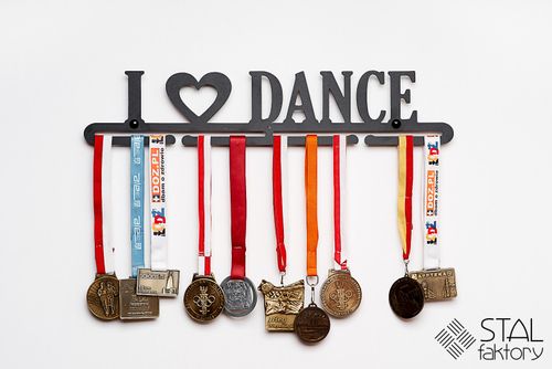 Wieszak na medale | I LOVE DANCE #1 | 60cm | metalowy na 30szt medali na Arena.pl