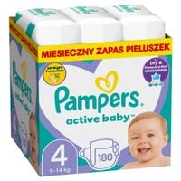PAMPERS ACTIVE BABY 4 PIELUCHY DLA DZIECI 9-14kg ZAPAS 180szt