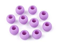 KORALIKI PLASTIK DUŻY OTWÓR MAT FIOLET PASTEL 10x12MM 6SZT