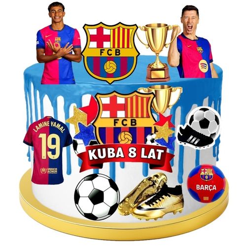WYDRUK CUKROWY FC BARCELONA YAMAL LEWANDOWSKI DEKORACJA CUKROWA MASA TEKST na Arena.pl
