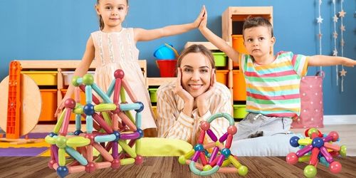 Klocki Magnetyczne Konstrukcyjne Edukacyjne Dla Dzieci Duże Elementy 98 El na Arena.pl