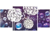 60CM 40CM ZEGAR OBRAZ BIAŁE DMUCHAWCE BAŃKACH MYDLANYCH DRUK PŁÓTNO RAMA