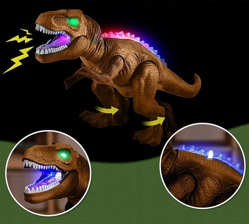 DINOZAUR ROBOT ZDALNIE STEROWANY RC Pilot ŚWIATŁO DŹWIĘK CHODZI +5x Bateria na Arena.pl