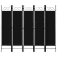 Parawan 5-panelowy, czarny, 200 x 180 cm
