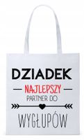 Dla Dziadka Na Prezent Torba Eco Biała Shopper Z Nadrukiem Ze Zdjęciem