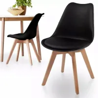 KRZESŁO Z PODUSZKĄ CZARNE DSW DO JADALNI BIURA SALONU NOGI BUKOWE