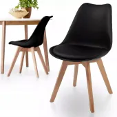 KRZESŁO Z PODUSZKĄ CZARNE DSW DO JADALNI BIURA SALONU NOGI BUKOWE