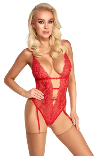 kissable body czerwone koronkowe z paskami do pończoch s/m na Arena.pl