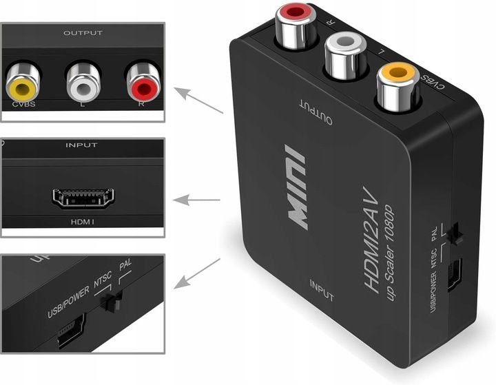 ADAPTER KONWERTER HDMI 1080p DO AV 3xRCA CVBS CINCH zdjęcie 5