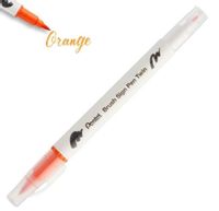 DWUSTRONNY PISAK PĘDZELKOWY DO KALIGRAFII ORANGE PENTEL
