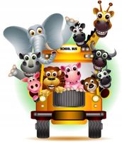 Naklejka na ścianę zoo safari bus zwierzęta 100 cm