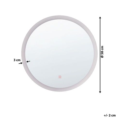 Lustro Ścienne Led Ø 58 Cm Srebrne Yser na Arena.pl