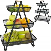 Piętrowy KOSZYK NA OWOCE CZARNY STOJAK na owoce KOSZ metalowy