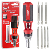 Zestaw uniwersalny wkrętak z grzechotką 9 w 1 + bity PH PZ SL śrubokręt