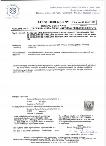 Pompa obiegowa Omnigena OMIS 25-40/180 na Arena.pl