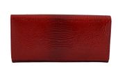 Klasyczny skórzany portfel damski CROCO - Czerwony