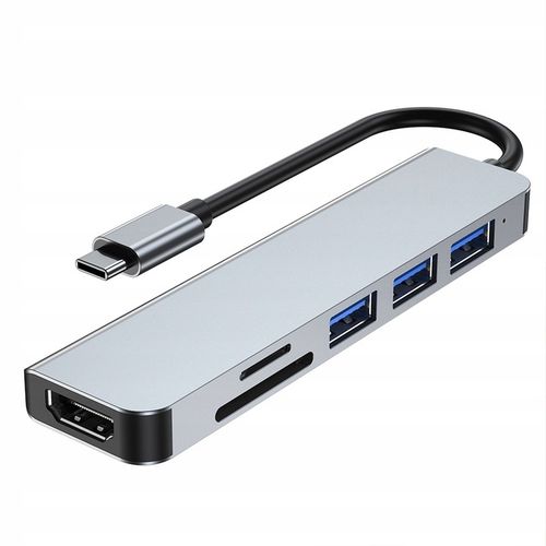 HUB USB ADAPTER 6W1 ROZDZIELACZ ROZGAŁĘŹNIK USB-C 2X USB 2.0 3.0 HDMI PD SD na Arena.pl