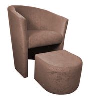 Fotel Club z podnóżkiem Mikrofaza 3 Jasny brąz