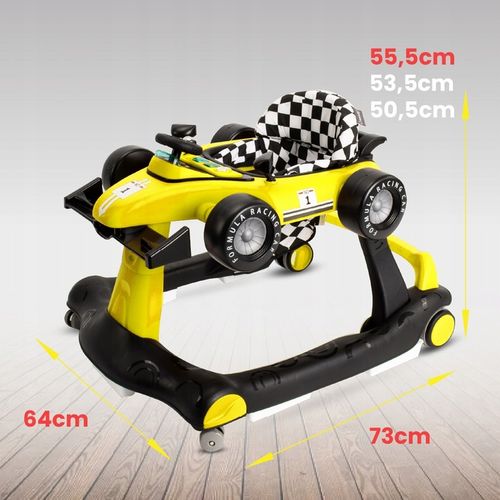 Interaktywny Chodzik jeździk pchacz Wyścigówka Formuła 1 3w1 żółty na Arena.pl