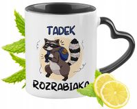 Kubek Czarny Z Uszkiem W Kształcie Serca Dla Tadka Idealny Na Prezent