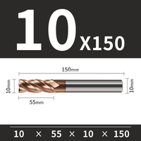 Frez TiSiN 4 ostrza Z-4 do stali nierdzewnej do 55HRC Roz. Ø10x55x10Dx150L