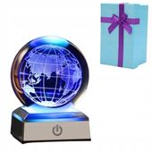 SZKLANA KULA LAMPKA NOCNA NA BIURKO LED DEKORACYJNA 3D ZIEMIA + PREZENT