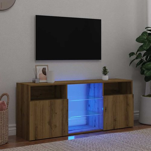 Szafka pod TV z oświetleniem LED, dąb artisan, 120x30x50 cm na Arena.pl