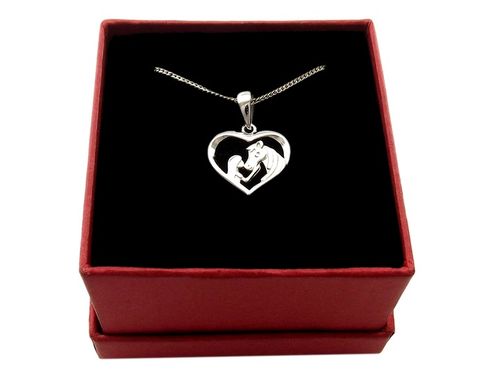 Naszyjnik Srebrny Zawieszka i Łańcuszek Serce Serduszko Koń i Dziewczyna na Arena.pl